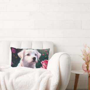 Almofada Lombar Bela Coleção De Cão E Rosa