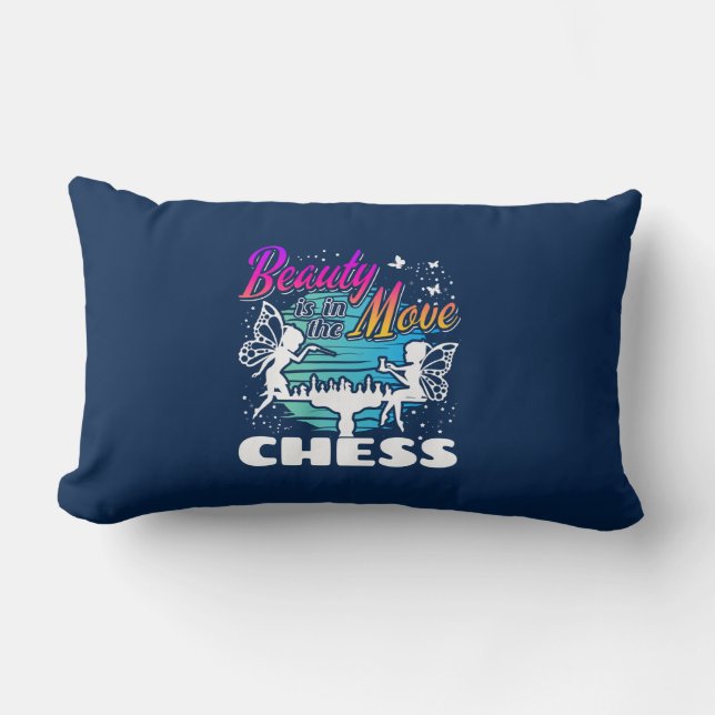 Almofada Lombar Bela em Movimento - Jogador de Xadrez para Meninas (Frente)