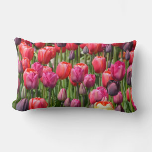 Almofada Lombar Belo travesseiro de impressão de jardim de tulipa