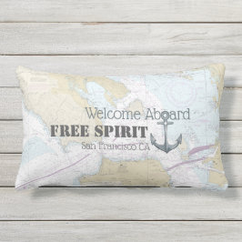 Almofada Lombar Bem-vindo ao Ancorar do Nome do Barco + Gráfico Ná