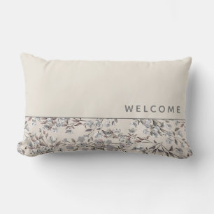 Almofada Lombar Bem-vindo Beige Linen & Cinza