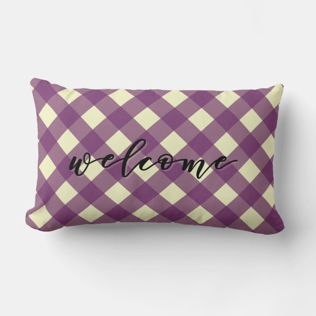 ALMOFADA LOMBAR BEM-VINDO GINGHAM (Frente)