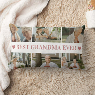 Almofada Lombar Best Grandma Ever Photo Collage – Gift with Hearts
