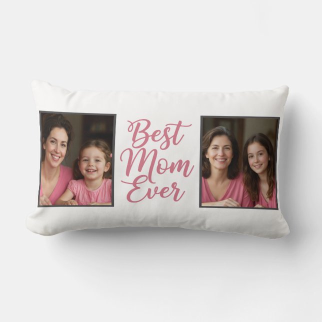 Almofada Lombar Best Mom Ever Pink Script 2 Photo Keepsake (Frente)