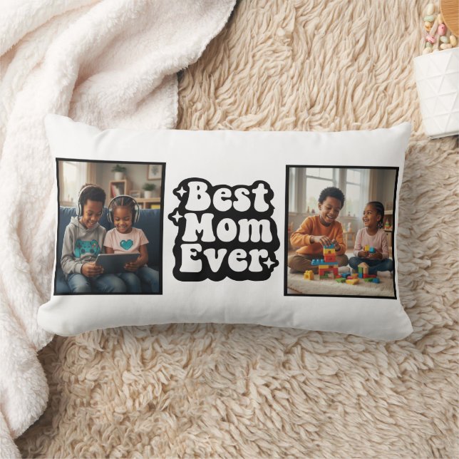 Almofada Lombar Best Mom Ever Retro Groovy 2 Photo Keepsake (Cobertor)