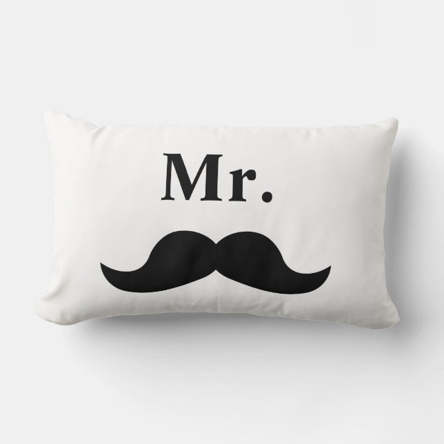 Almofada Lombar Bigode Sr Preto E Branco (Frente)