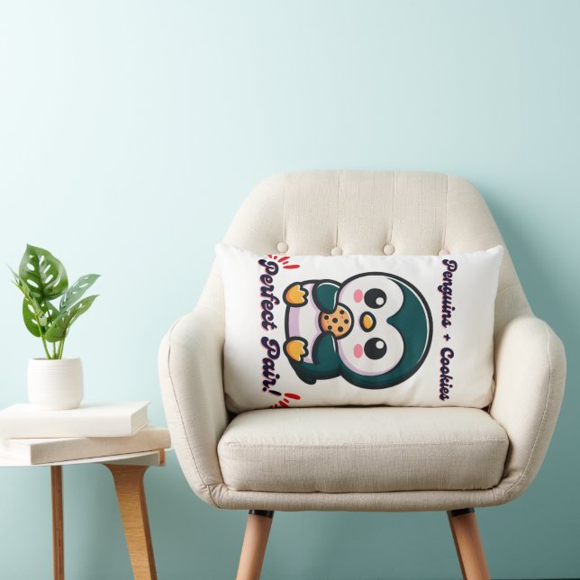 Almofada Lombar Biscoitos de pinguim, snacking de personagens de d (Cadeira)