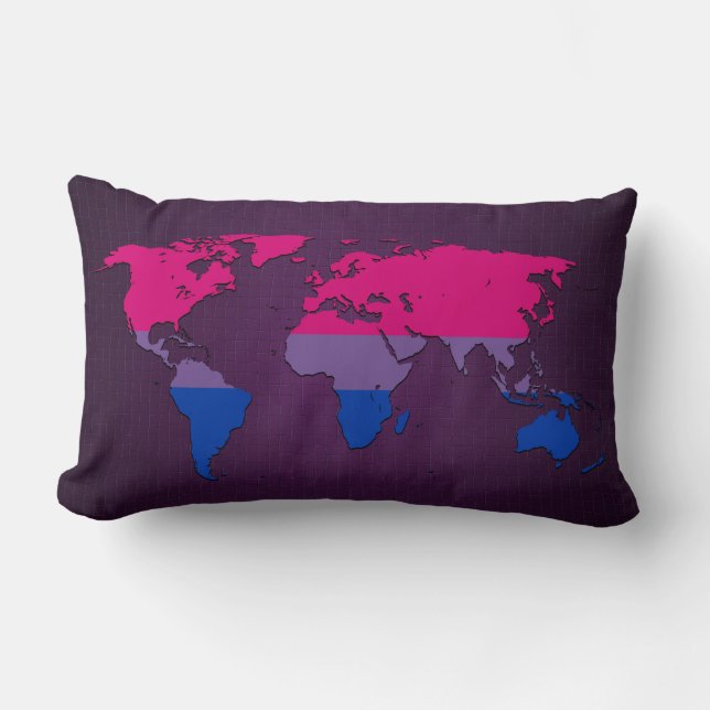 Almofada Lombar Bisexuality pride world map Pillow (Frente)