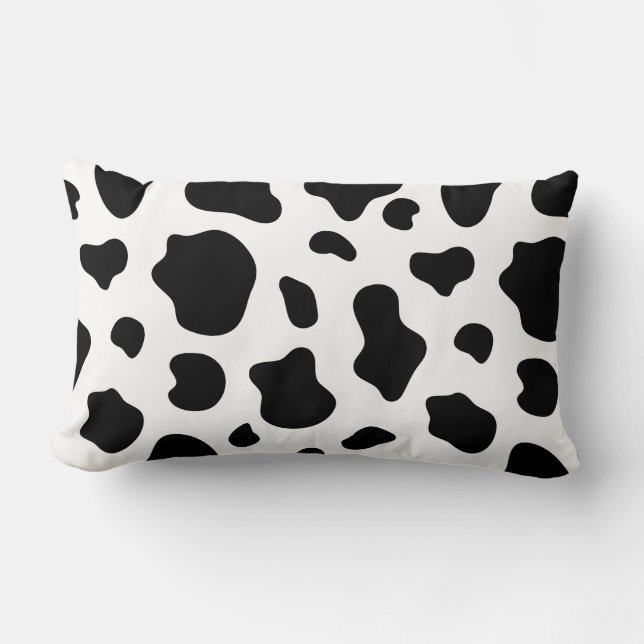 Almofada Lombar Black and White Cow Print Pillow Decorative  (Frente)