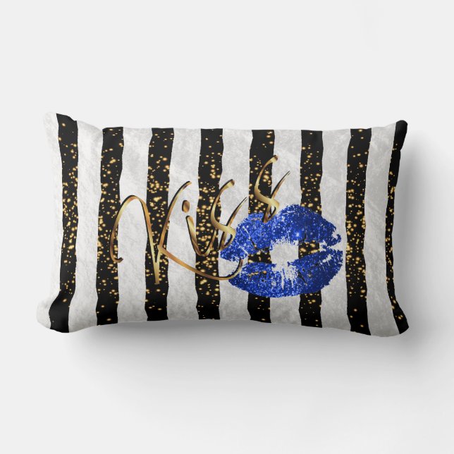 Almofada Lombar Black and White Stripes me beije (Frente)