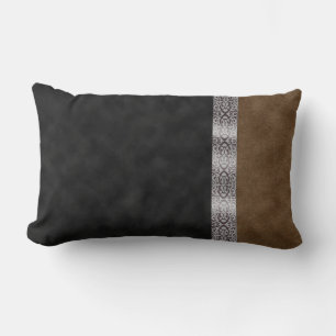 Almofada Lombar Black Brown Suede Art Nouveau Fita