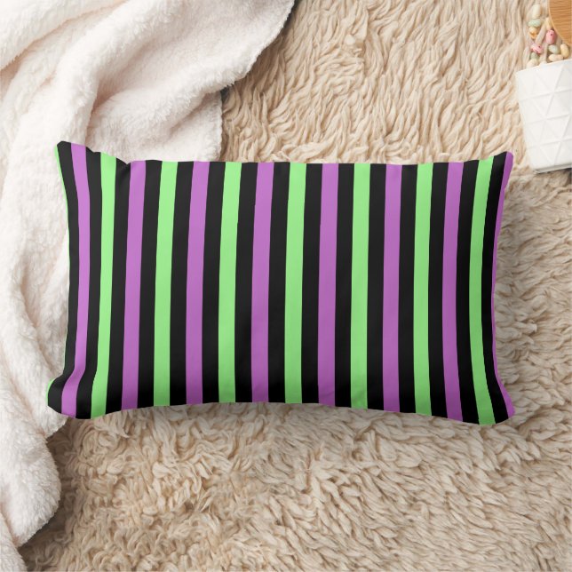 Almofada Lombar Black Purple Green Stripes (Cobertor)