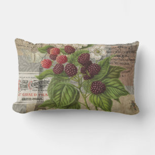 Almofada Lombar Blackberry Floral Garden Fllower Butfly Art