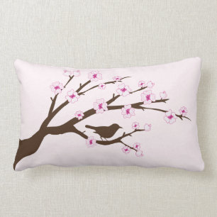 Almofada Lombar Blossomas de aves e cerejas