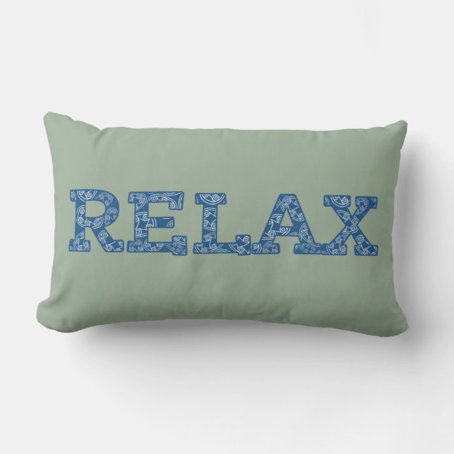 Almofada Lombar Blue e Green Faux Applique 'Chill' Cushion (Frente)