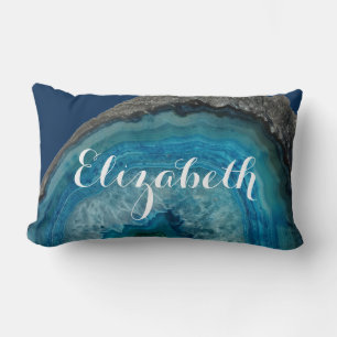 Almofada Lombar Blue Geode Rock - Nome Personalizado