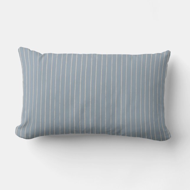 Almofada Lombar Blue Grey Taupe Stripe Minimalist Pattern (Frente)