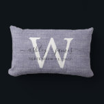 Almofada Lombar Blue Linen White Monogramas Keepsael<br><div class="desc">Elegante travesseiro de efeito de linhagem azul com seu texto na caligrafia manuscrita de cinza escura. Basta adicionar seus nomes, monograma e data de casamento. presente de excelente para um casal recém-casado. Desenvolvido exclusivamente para você pelo Happy Dolphin Studio. Se precisar de ajuda ou produtos correspondentes, entre em contato conosco...</div>