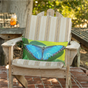 Almofada Lombar Blue Morpho Butterfly Arte Floral