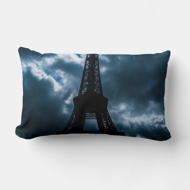 Almofada Lombar Blue Night Eiffel Tower Paris Viagem francês (Frente)