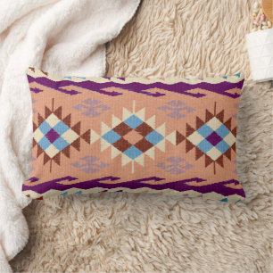 Almofada Lombar Blue Peach Violet Oriental Kilim Rug