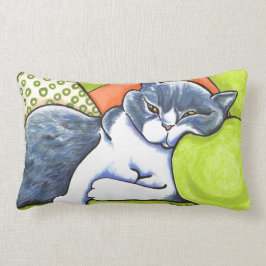 Almofada Lombar Blue White Shorthair Cozy Off-Leash Art™