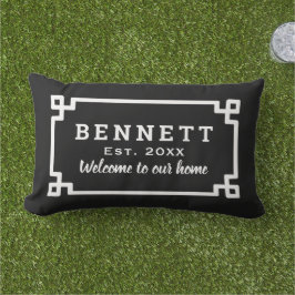 Almofada Lombar Boas-vindas ao Monograma Personalizado de Chave Gr