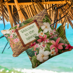 Almofada Lombar Boas-vindas Tropicais Personalizadas para as Ilhas