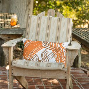 Almofada Lombar Boho Brown, Design Abstrato Laranja