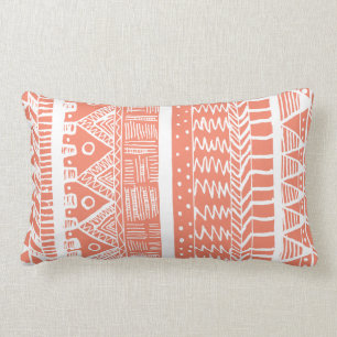 Almofada Lombar Boho Coral Aztec