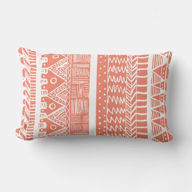 Almofada Lombar Boho Coral Aztec (Frente)