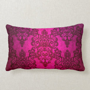 Almofada Lombar Boho Damask Profundo Rosa Glowing Estilo Vitoriano