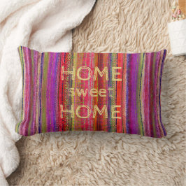 Almofada Lombar Boho Personalizado Vintage Vermelho Violeta Listra