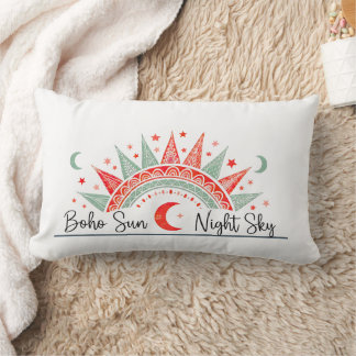 Almofada Lombar Boho Sol e Céu Noturno Padrão Celestial Travesseir