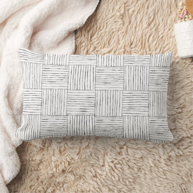 Almofada Lombar Boho Travesseiro Negra-Étnica e Branco (Cobertor)