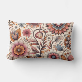 Almofada Lombar Boho Vintage Floral Lumbar Throw Pillow