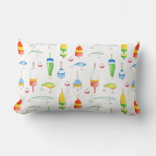 Almofada Lombar Boias e semelhantes de aquarela (Frente)