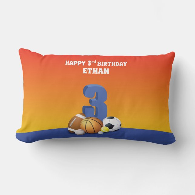 Almofada Lombar Bolas de aniversário de 3 anos de Esportes de Meni (Frente)