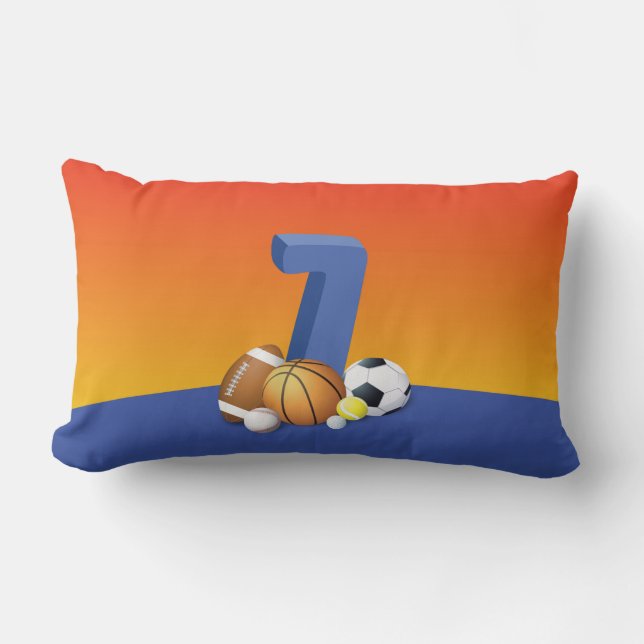 Almofada Lombar Bolas de Esportes de Aniversário 7 (Frente)