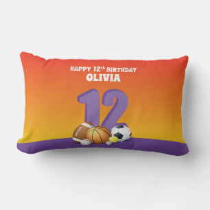 Almofada Lombar Bolas de Esportes de Aniversário para 12 de Menina