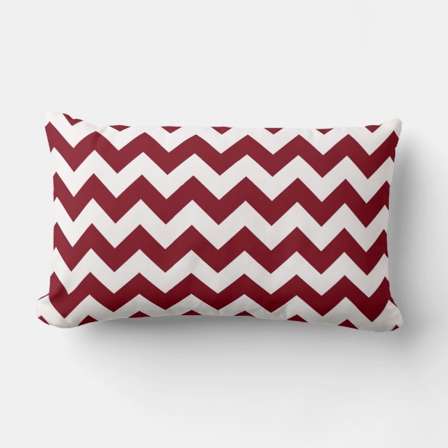 Almofada Lombar Bold Burgundy Wine & White Chevron Zig-Zag Padrão (Frente)