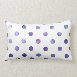 Almofada Lombar Bolinhas de Folhas de Azul, Violeta-Roxo, Metálic
