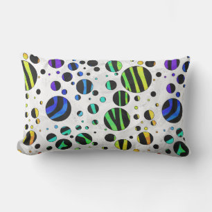 Almofada Lombar Bolinhas Zebra Black and Rainbow Impressão