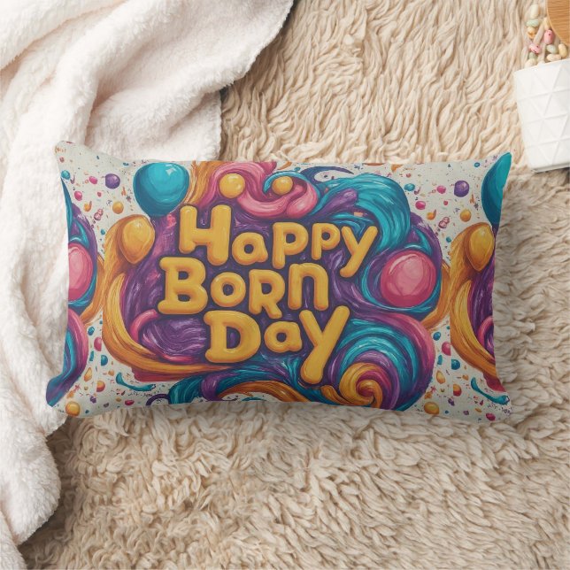 Almofada Lombar Bolo do Dia do Nascer Feliz (Cobertor)