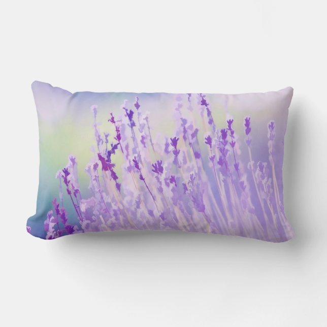 Almofada Lombar Bonita Lavanda Flor Field ou Meadow Purple (Frente)