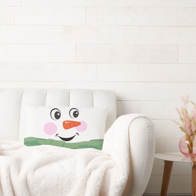 Almofada Lombar Bonito boneco de neve personalizado com cachecol v (Sofá)