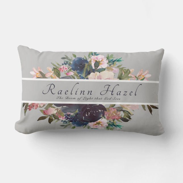 Almofada Lombar Bonito Floral Personalizado Significa Menina Nome (Frente)