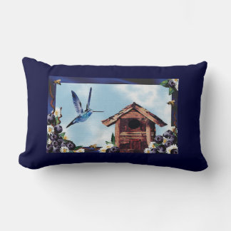 Almofada Lombar Bonito Hummingbird, Birdhouse e Blueberry