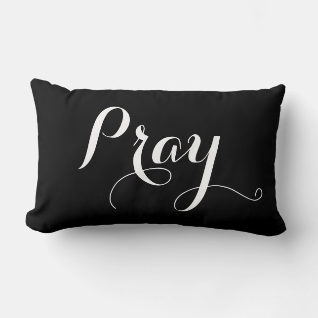 Almofada Lombar bonito PRAY em letra de script | (Frente)