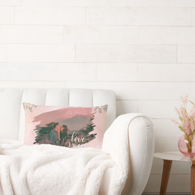 Almofada Lombar Bonito Te Amo Foto Personalizada Para Floral Rosa- (Sofá)